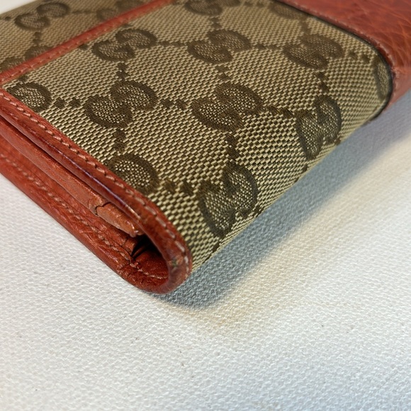 EUC Tan and Coral Gucci Long Canvas Wallet - Picture 10 of 16
